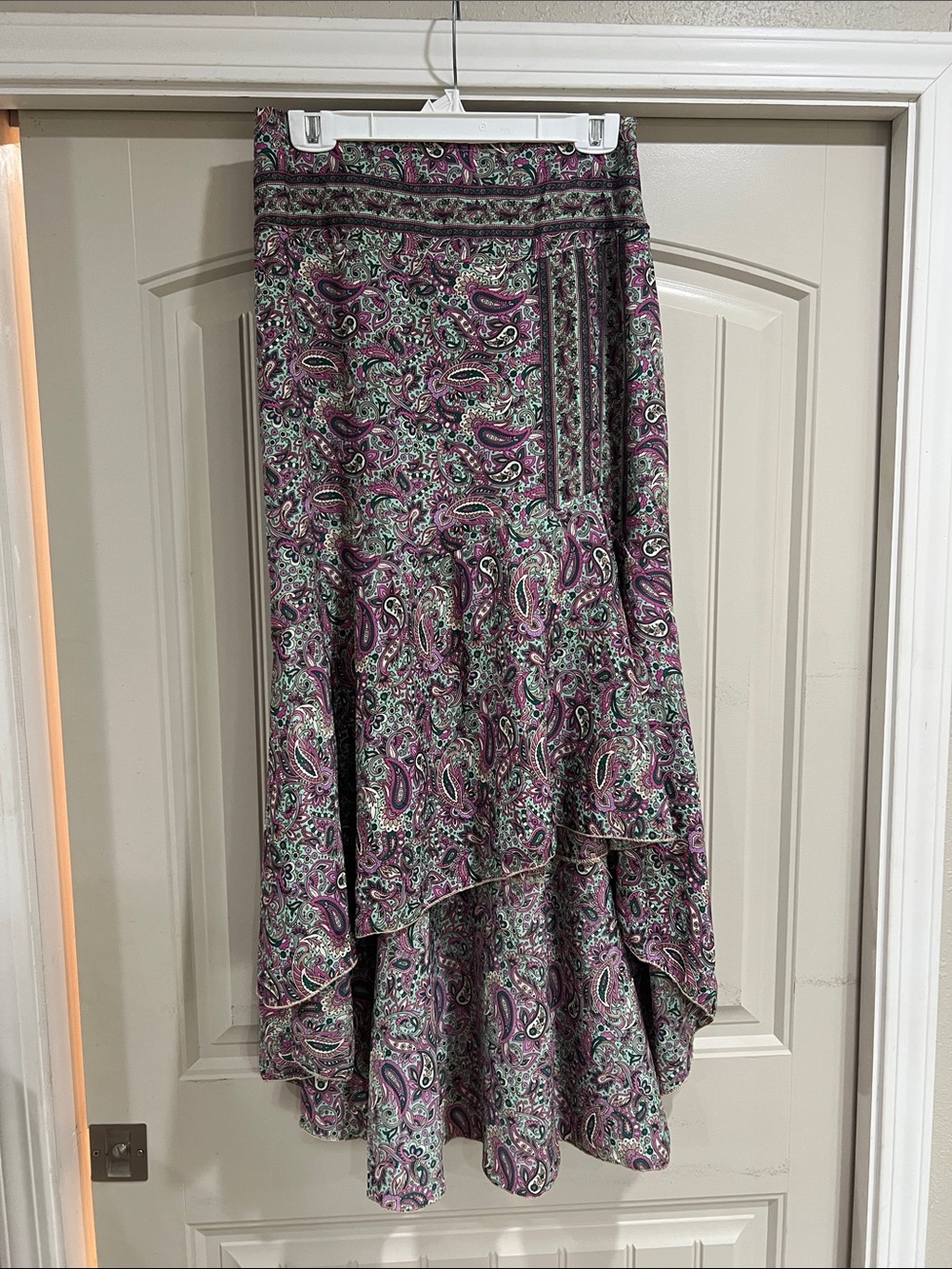 Source Unknown Purple Paisley High-Low Maxi Skirt with Teal Accents